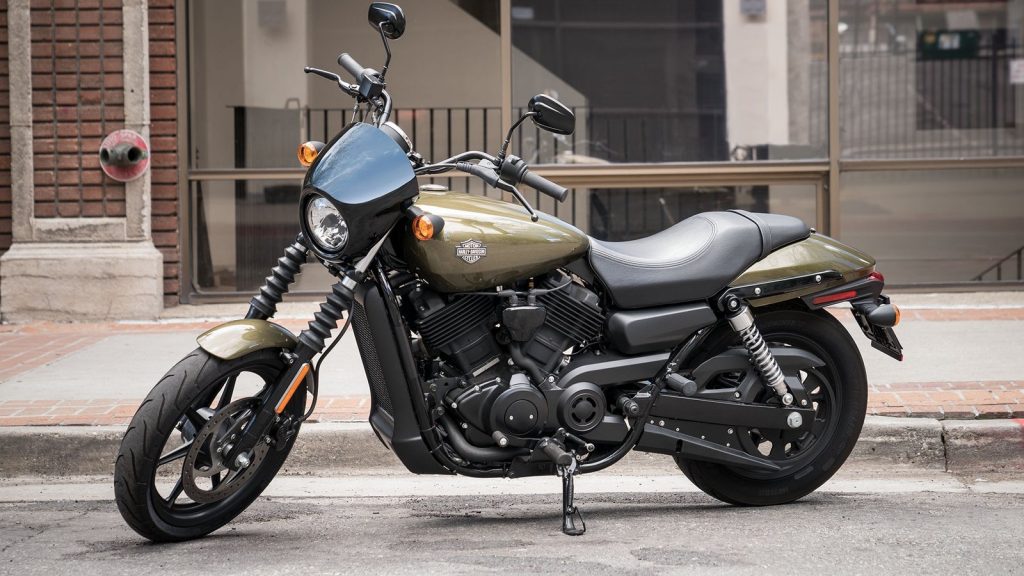 Harley Davidson Street 500 parked on city street